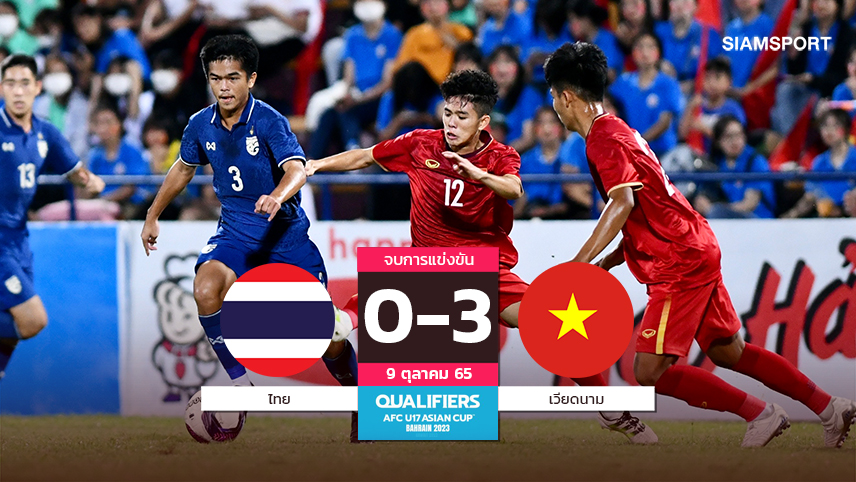 สู้ไม่ไหว! ทีมชาติไทยยู-17ปีพ่ายเวียดนามส่งท้ายศึกคัดบอลเอเชีย