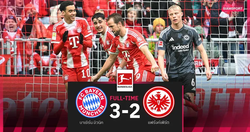 ผลบอล บาเยิร์น มิวนิค 3-2 แฟร้งค์เฟิร์ต : เคน เบิ้ล! ขยับทิ้งเสือเหลือง 9 แต้มก่อนดวลกันวีคหน้า  100164