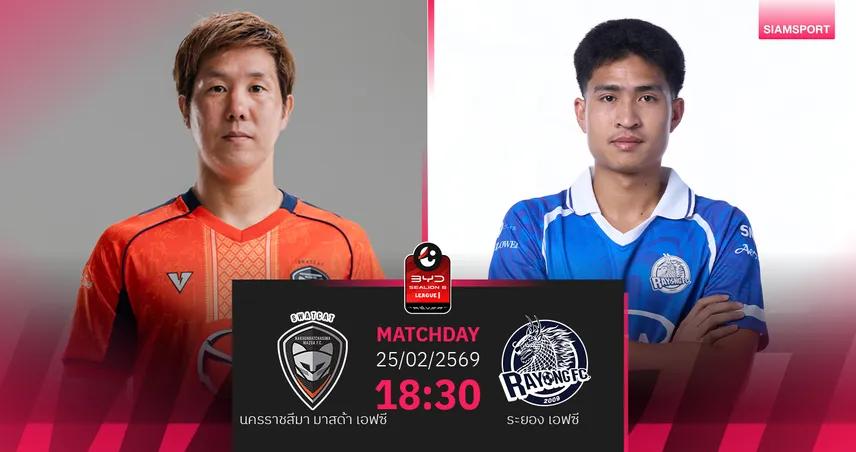 วิเคราะห์บอล นครราชสีมา พบ ระยอง (25 ก.พ.69) : ระยองบุกแชร์แต้ม 