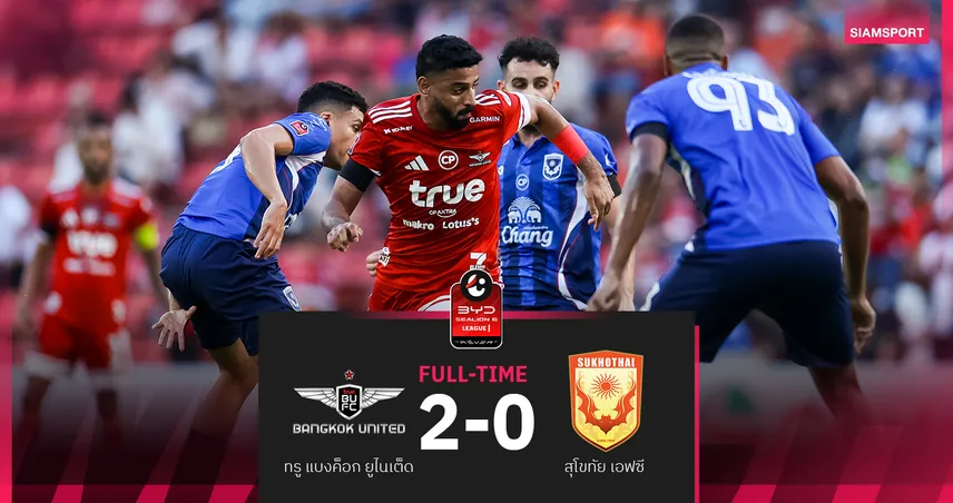 ทรู แบงค็อก เปิดรังทุบ สุโขทัย 2-0 ฐิติพันธ์ ซัดเบิ้ล ศึก BYD SEALION 6 ลีกหนึ่ง 101922