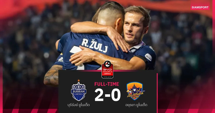 แชมป์แล้วยังใส่เต็ม! บุรีรัมย์ อัด อยุธยา 10 คน 2-0 ศึกไทยลีกนัดตกค้าง 102331