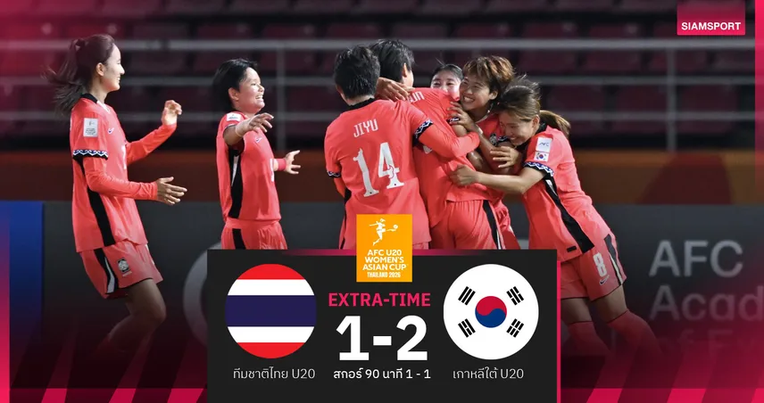 ฟุตบอลหญิงไทยU20 พ่ายเกาหลีใต้ต่อเวลา 1-2 ชวดลุยบอลโลกU20ที่โปแลนด์ 102333