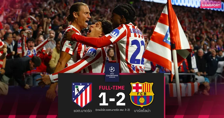 ผลบอล แอต.มาดริด 1-2 บาร์เซโลน่า : ตราหมีคาบ้านแต่ลิ่ว! รวมเฮ 3-2 ทะลุตัดเชือก UCL 102427