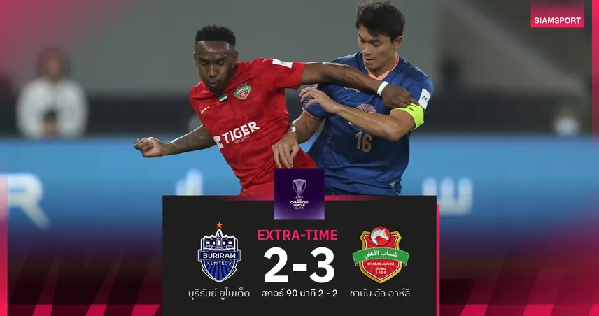 บุรีรัมย์ ต่อเวลาพ่าย ชาบับ อัล อาห์ลี 2-3 ร่วง 8 ทีม ACL Elite