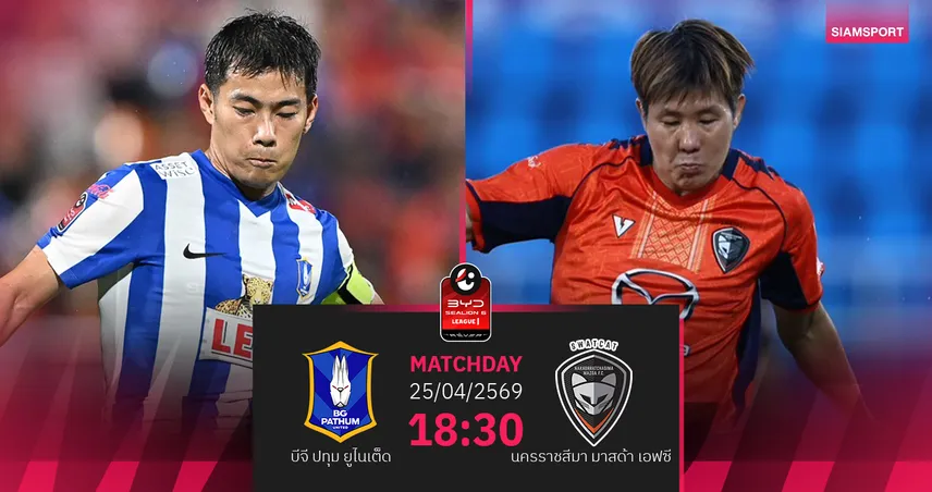 วิเคราะห์บอล บีจี ปทุม พบ นครราชสีมา (25 เม.ย.69) : บีจีไม่แพ้ในบ้าน  102858