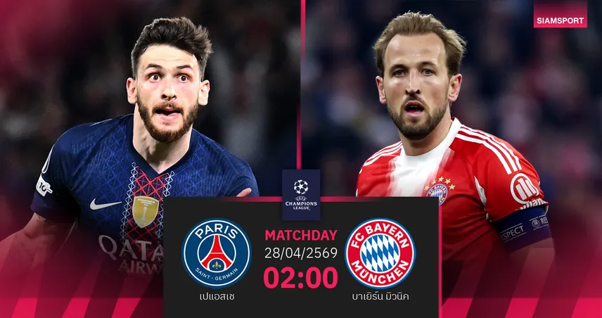 วิเคราะห์บอล เปแอสเช vs บาเยิร์น 28 เม.ย. 69 : เสื่อใต้เยือนแชมป์เก่า ตัดเชือกเดือดยกแรก 103016