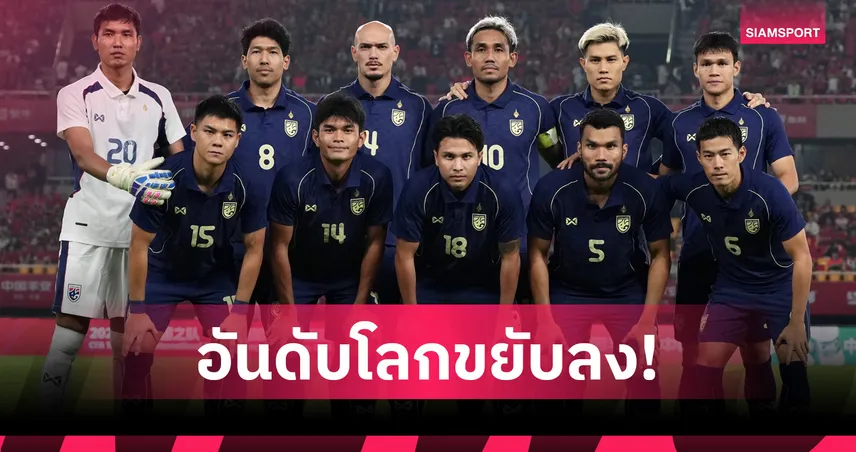 ทีมชาติไทยเซ่นฟอร์มบู่ทำอันดับโลกขยับลงที่ 94 ส่วน จีน-คูเวต กอดคอพุ่งสวนทาง 104960