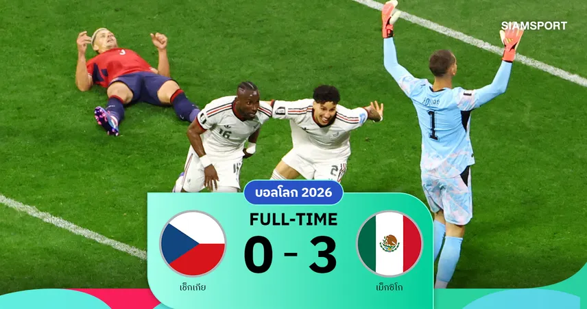 ผลบอล : เช็กเกีย 0-3 เม็กซิโก "จังโก้" รัวครึ่งหลังส่งเช็กกลับบ้าน