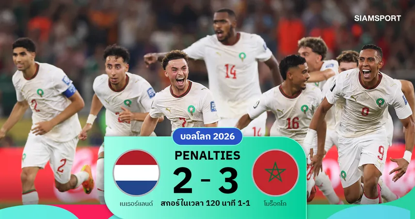 ผลบอล เนเธอร์แลนด์ พ่ายจุดโทษ โมร็อกโก ร่วง 32 ทีมบอลโลก2026