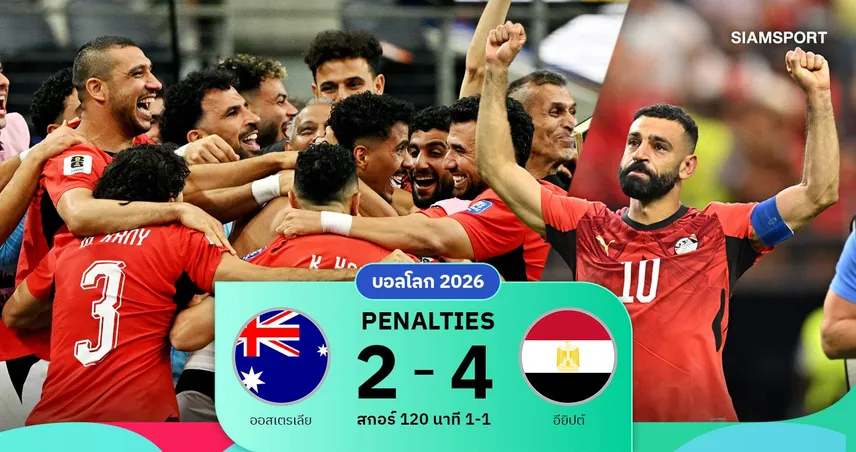 ผลบอล อียิปต์ ดวลโทษดับ ออสเตรเลีย 4-2 ทะลุ 16 ทีมบอลโลก 2026