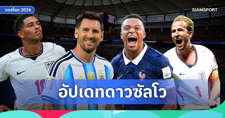 ดาวซัลโวฟุตบอลโลก 2026: เอ็มบัปเป้ เท่า เมสซี่, เบลลิงแฮม-เคน ยังมีลุ้น 106545
