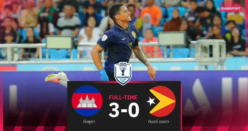 กัมพูชา ถล่ม ติมอร์ เลสเต 3-0 คว้าชัยแรก ศึกอาเซียน 2026 ก่อนส่งท้ายดวลเวียดนาม 107498