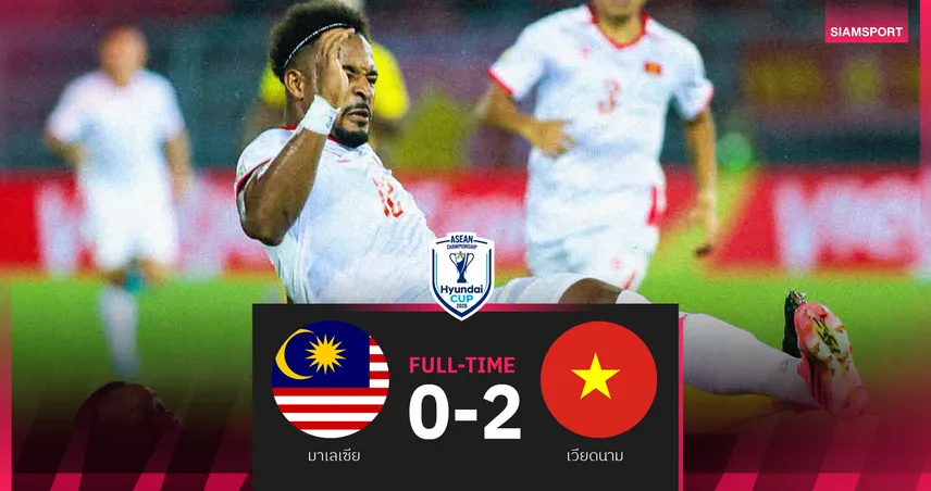 เวียดนามบุกอัดมาเลเซีย 2-0 กุมความได้เปรียบ รอบรองอาเซียนคัพ2026