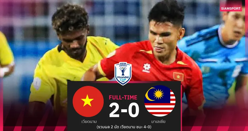 เวียดนามย้ำแค้นมาเลเซีย 2-0 เหงียน ซวน ซอน ซัดเบิ้ลเข้าชิงไทย ศึกอาเซียนคัพ