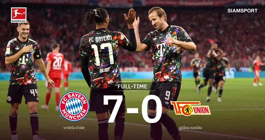 ผลบอล บาเยิร์น 7-0 อูนิโอน: โอลีเซ่ แฮตทริก-เคนเบิ้ล เสือใต้ขึ้นำฝูงบุนเดสลีกา