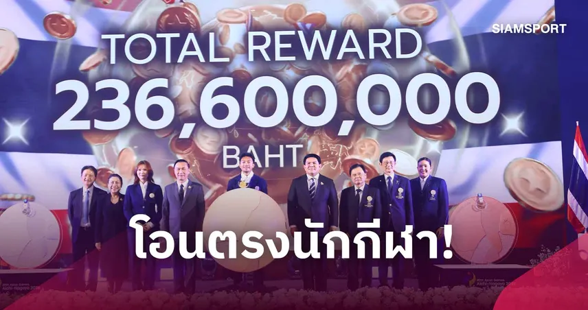 รัฐบาลจัดให้! มอบเงินรางวัลทัพไทย เอเชียนเกมส์ 2026 กว่า 236 ล้านบาท โอนตรงถึงบัญชีนักกีฬา