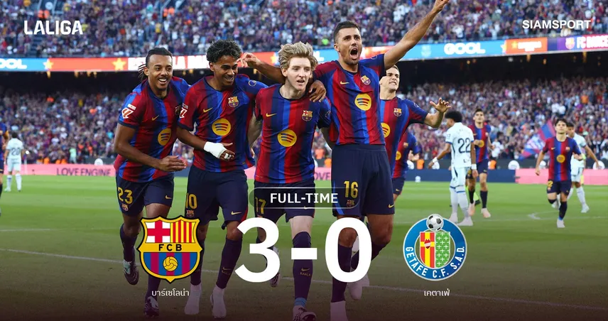 ผลบอล บาร์เซโลน่า 3-0 เคตาเฟ่: บาร์ซ่าชนะรวด 100% นำโด่งจ่าฝูงลาลีกา 110550