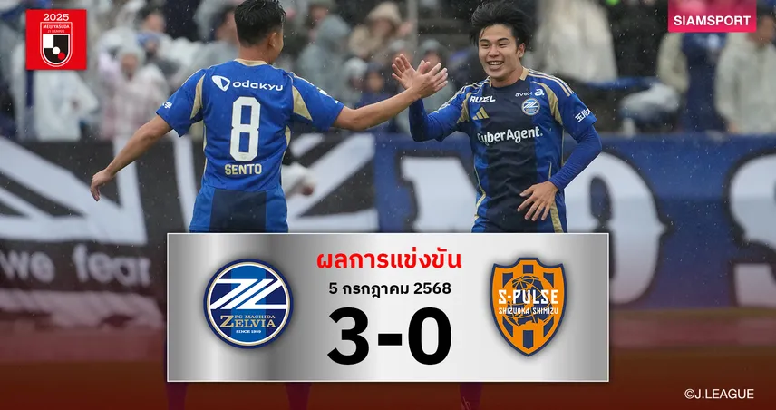 ผลบอล : มาชิดะ เซลเวีย อัด ชิมิสึ เอสพัลส์ 3-0 ขยับขึ้นที่ 5 เจลีก  84968