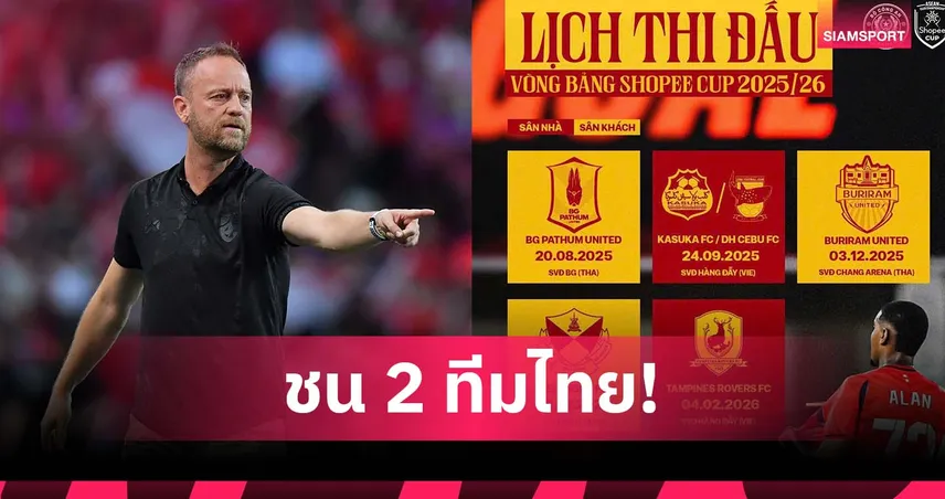 คอง อันห์ ฮานอย บุกเยือนบีจีเปิดหัวช็อปปี้ คัพ 2025/26 ก่อนชนบุรีรัมย์ท้ายปี