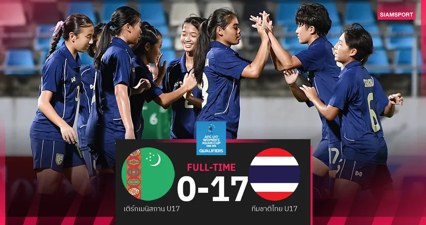 ชบาแก้วU17 ถล่ม เติร์กเมนิสถาน 17-0! ประเดิมชัย คัดฟุตบอลหญิงชิงแชมป์เอเชีย 2026 92136