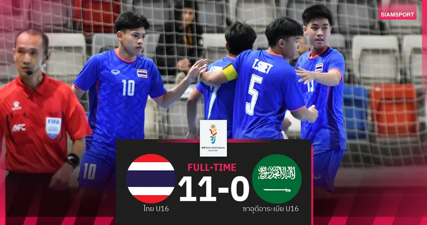 ปุณโณแฮตทริก! ฟุตซอลไทยU16 ถล่มซาอุดีอาระเบีย 11-0 ประเดิมชัยเอเชียนยูธเกมส์ 92863