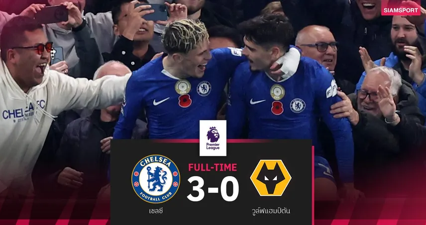ผลบอล เชลซี 3-0 วูล์ฟส์| สิงห์บลูส์ถล่มขึ้นรองฝูงตาม อาร์เซน่อล 6 แต้ม