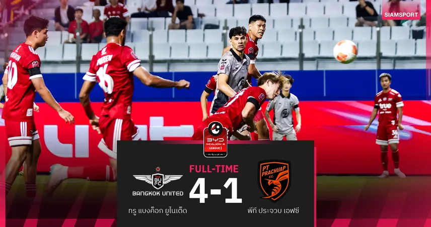 ทรู แบงค็อก ยิงไม่ซ้ำหน้า ถล่มประจวบ 4-1 ยึดรองจ่าฝูง 94713