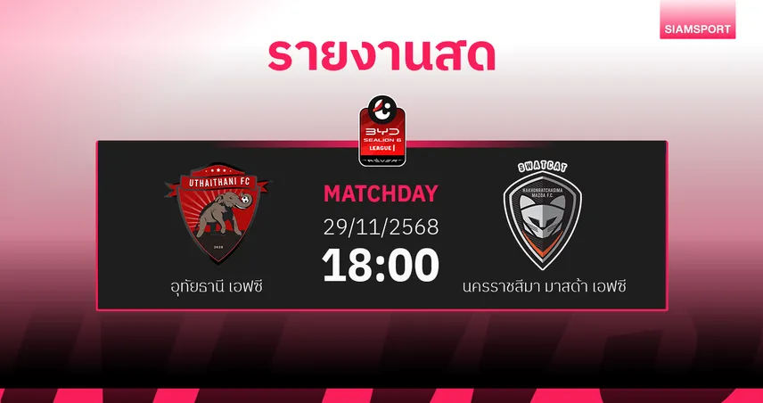  ผลบอล : สดที่นี่ ... อุทัยธานี เอฟซี พบ นครราชสีมา มาสด้า เอฟซี 95183