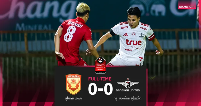 ผลบอล : สดที่นี่ ... ครึ่งหลัง สุโขทัย เอฟซี เสมอ ทรู แบงค็อก ยูไนเต็ด 0-0 95245