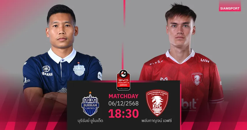 วิเคราะห์บอล บุรีรัมย์ พบ พลังกาญจน์ (6 ธ.ค. 68) : พลังกาญจน์ต้านยาก!