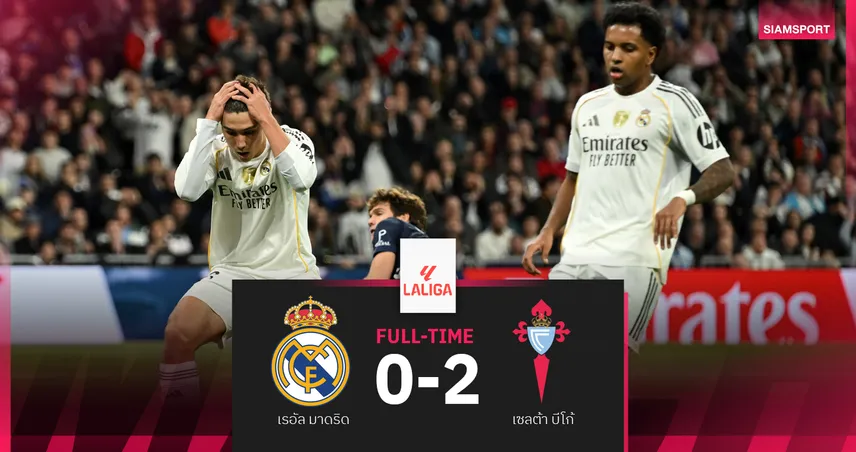 ผลบอล เรอัล มาดริด 0-2 เซลต้า บีโก้ : ราชันแพ้หมดสภาพ! โดนสองแดงตามจ่าฝูง บาร์ซ่า 4 แต้ม