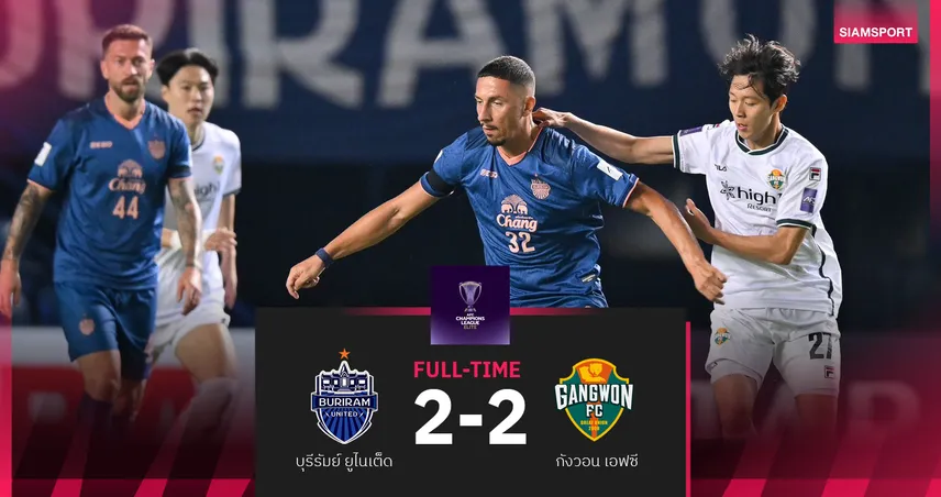 บุรีรัมย์ เปิดบ้านเจ๊า กังวอน 2-2 รั้งที่ 7 ศึกเอซีแอล อีลิท รอบลีกสเตจ 95877