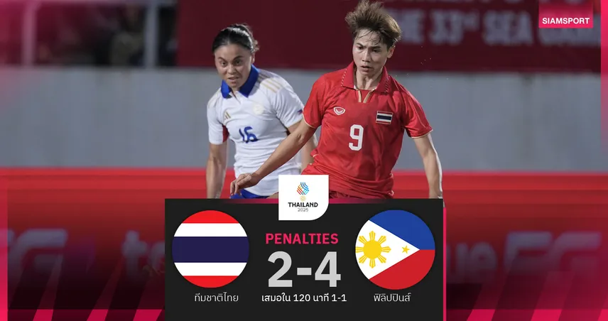 ฟุตบอลหญิงทีมชาติไทย พ่ายจุดโทษ ฟิลิปปินส์ 2-4 อกหักชวดชิงเหรียญทองซีเกมส์