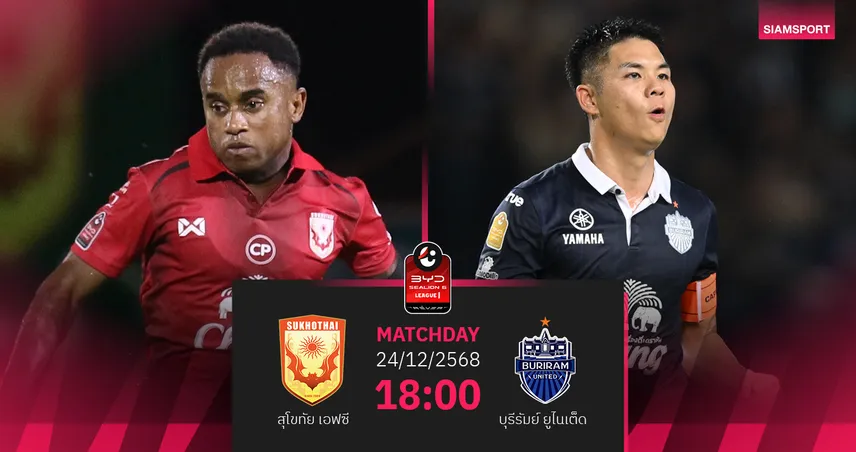 วิเคราะห์บอล สุโขทัย พบ บุรีรัมย์ (24 ธ.ค. 68) : บุรีรัมย์บุกคว้า3แต้ม