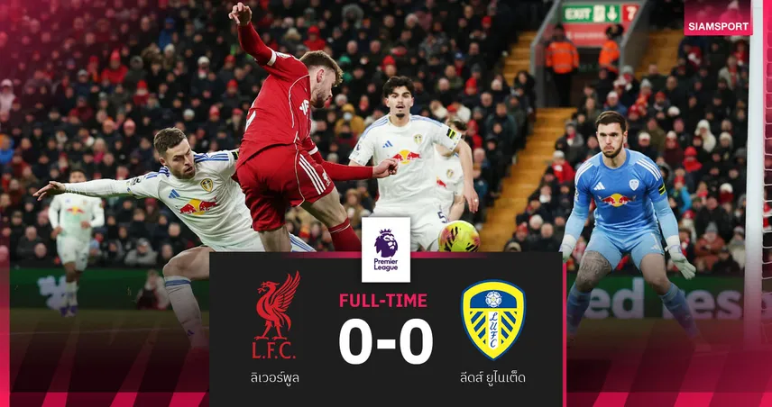 ผลบอล ลิเวอร์พูล 0-0 ลีดส์ : เจ๊าจืด! หงส์แดงเล่นอย่างฝืดเปิดบ้านแชร์แต้มยูงทอง