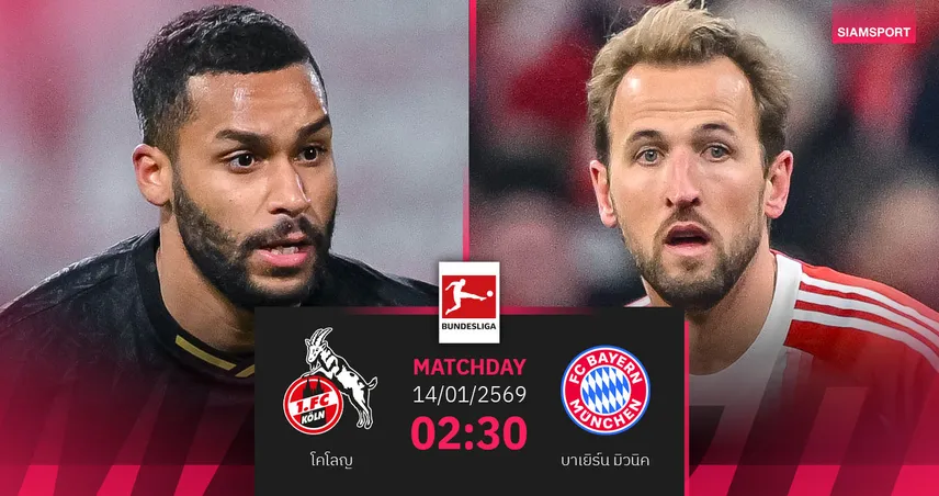 วิเคราะห์บอล โคโลญ vs บาเยิร์น 14 ม.ค. 69 : เสือใต้ลุ้นย้ำแค้น ขยับหนีแชมป์