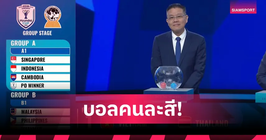AFF แจงเหตุโถ 1 ไทย-เวียดนาม ใช้ลูกบอลต่างสี จับสลากอาเซียน คัพ 2026 98270