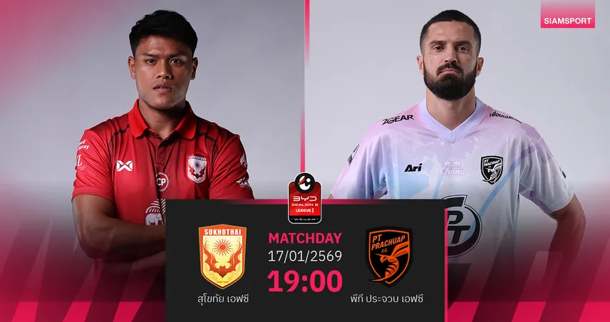 วิเคราะห์บอล สุโขทัย พบ พีที ประจวบ (17 ม.ค.69) : ประจวบ ไม่แพ้ 