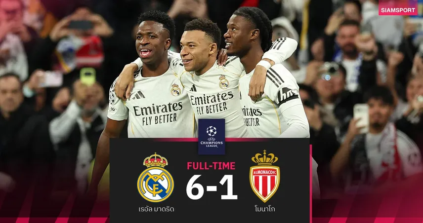 ผลบอล เรอัล มาดริด 6-1 โมนาโก: เอ็มบัปเป้ กดสอง! ราชันถล่มโหด UCL 98625