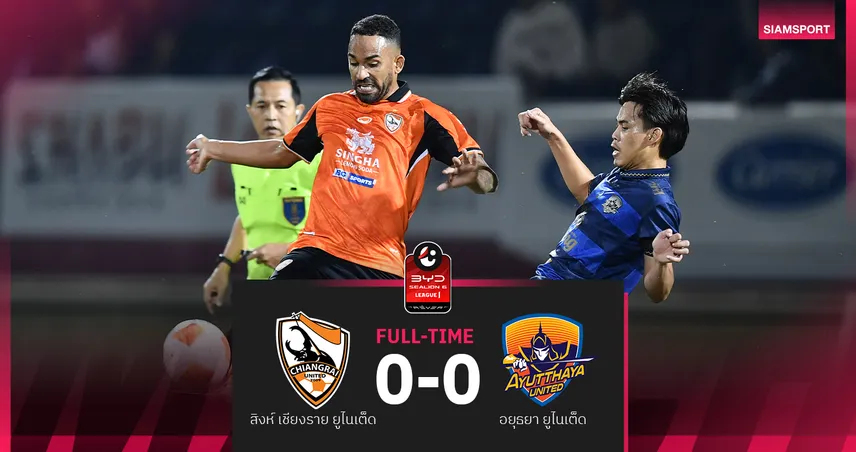สิงห์ เชียงราย เปิดบ้านเจ๊า อยุธยา ยูฯ 0-0 ศึกBYD SEALION 6 ลีกหนึ่ง 2025/26 98866