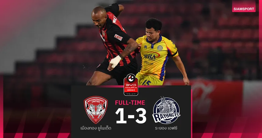 เมืองทอง 10คน พ่าย ระยอง 1-3 ศึกBYD SEALION 6 ลีกหนึ่ง 2025/26 98927