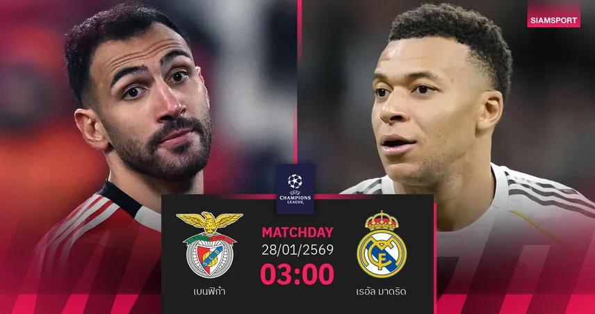 วิเคราะห์บอล เบนฟิก้า vs เรอัล มาดริด 28 ม.ค. 69 : มูรินโญ่ชนชุดขาว