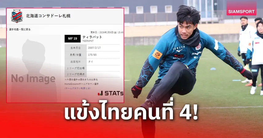 ซัปโปโรขึ้นทะเบียน ธีรภัทร ปรือทอง ลุยเจลีก 2 ฤดูกาลพิเศษ 2026 99581