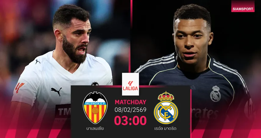 วิเคราะห์บอล บาเลนเซีย vs เรอัล มาดริด 8 ก.พ. 2569 : ราชันลุ้นเฮ 7 นัดติดไล่กวดบาร์ซ่า