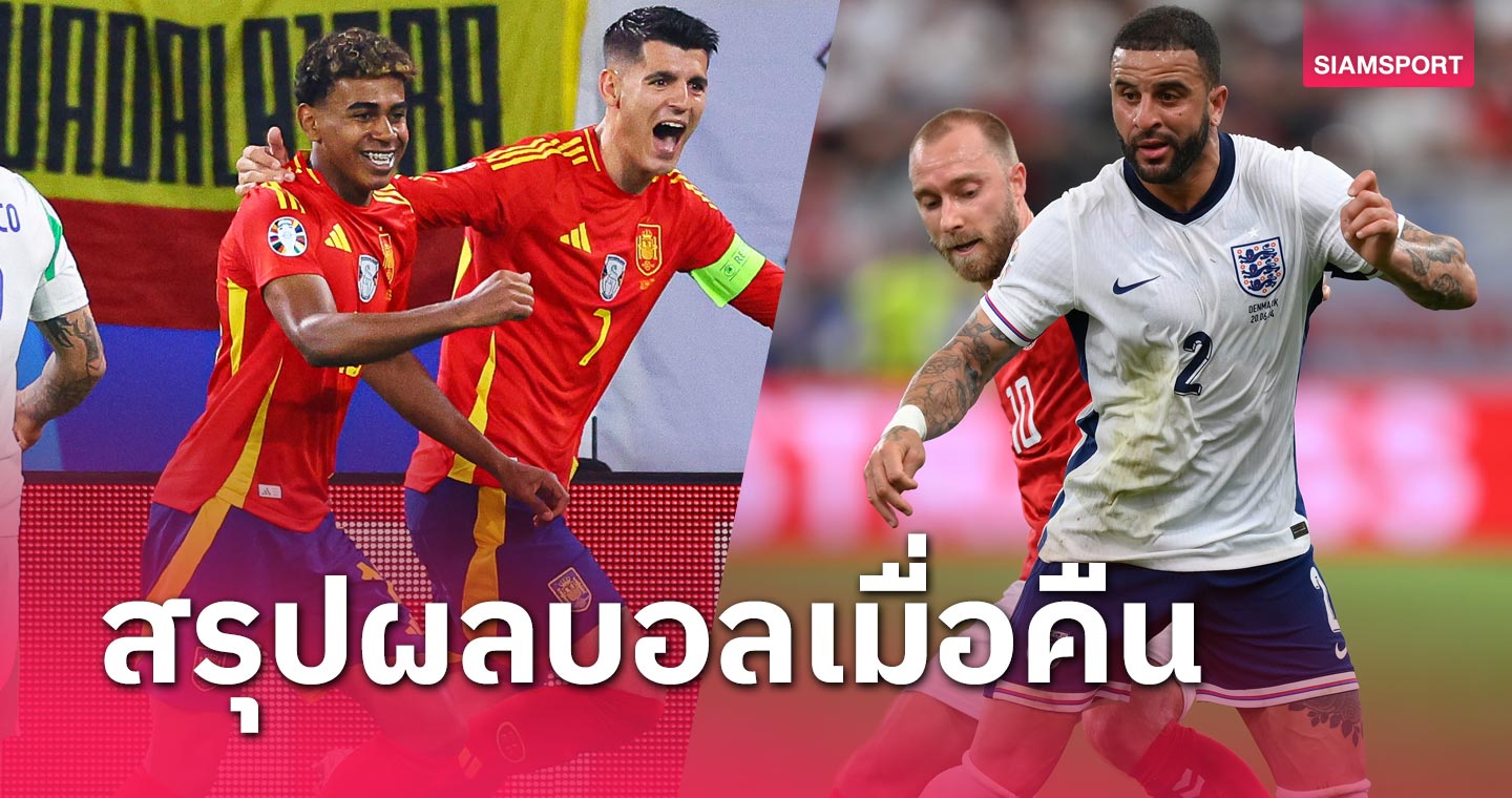 สรุปผลบอล : สเปน อัดหวิว อิตาลี ลิ่ว16ทีม,อังกฤษ พลาดเสมอ เดนมาร์ก